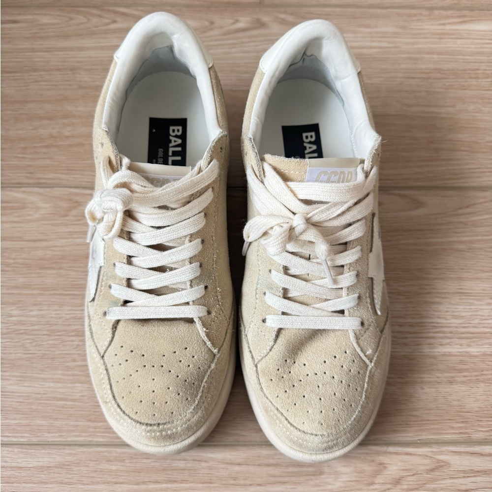 Golden Goose Cream and White Sneakers